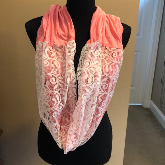Pink and Lace Infinity Scarf - Picture 1 of 3